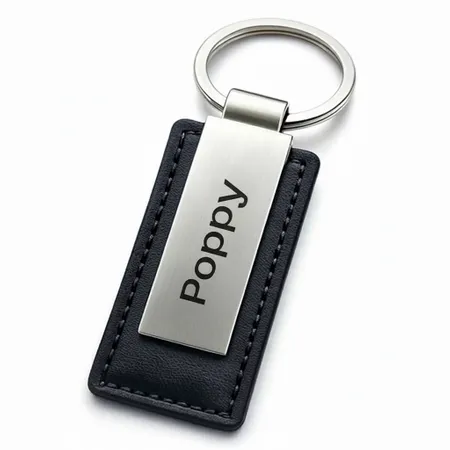 Rectangle Leather & Metal Keychain - Imprint Now