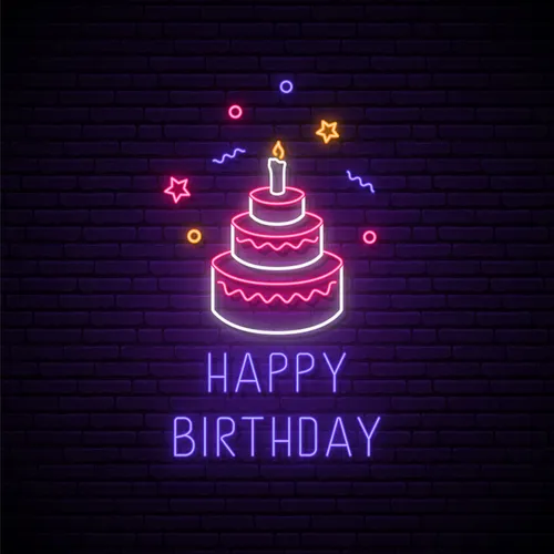 Happy Birthday with Cake Neon Sign - Imprint Now