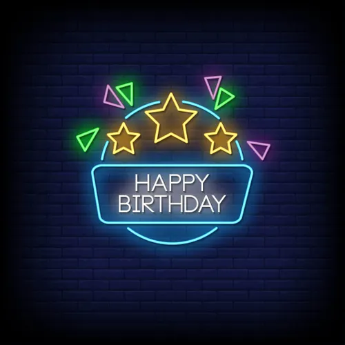 Star & Angles Happy Birthday Neon Sign - Imprint Now