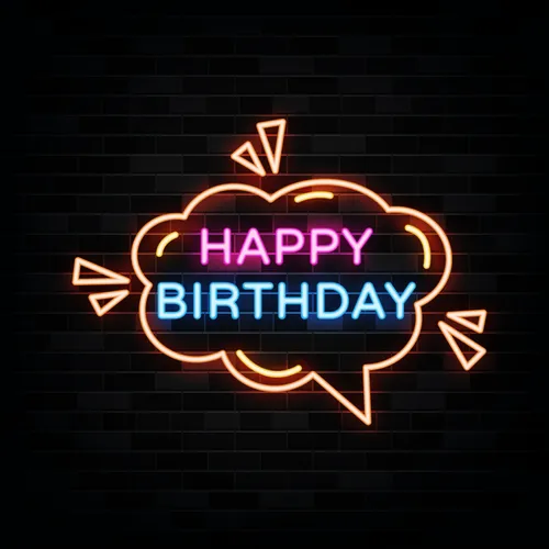 Happy Birthday in Bubble Thought Neon Sign - Imprint Now