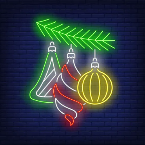 Christmas Baubles Fir Tree Branch Neon Sign - Imprint Now