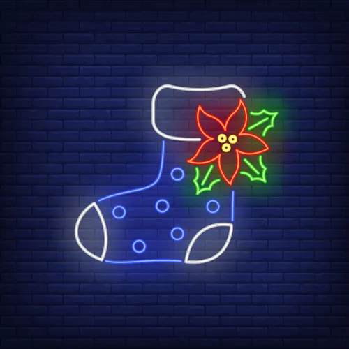 Boot Sock with Ponsettia Flower Neon Sign - Imprint Now