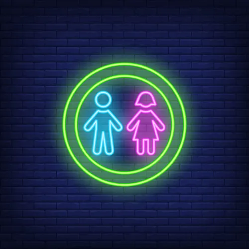 Boy & Girl Silhouettes Circle Neon Sign - Imprint Now