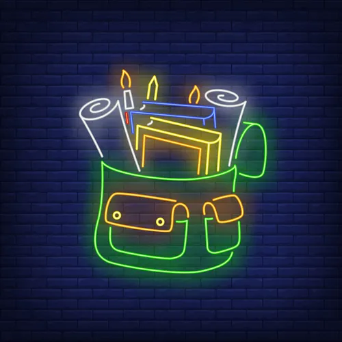 Backpack With Stationery Neon Sign - Imprint Now