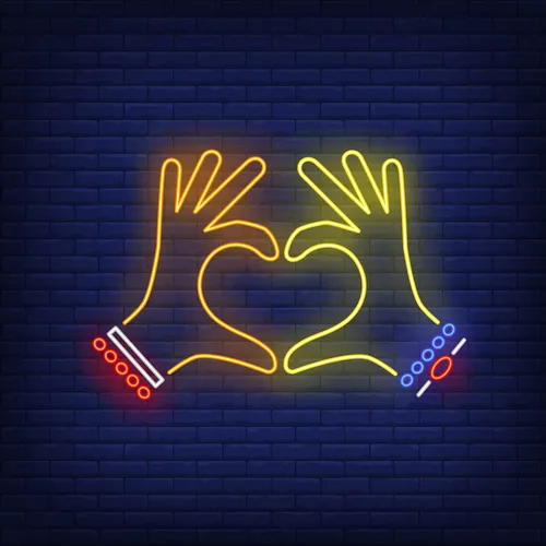 Woman Hands Heart Gesture Neon Sign - Imprint Now