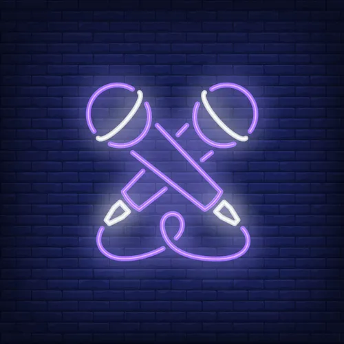 Crossed Microphone Neon Sign - Imprint Now