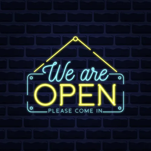 We Are Open Blue and Yellow Neon Sign - Imprint Now