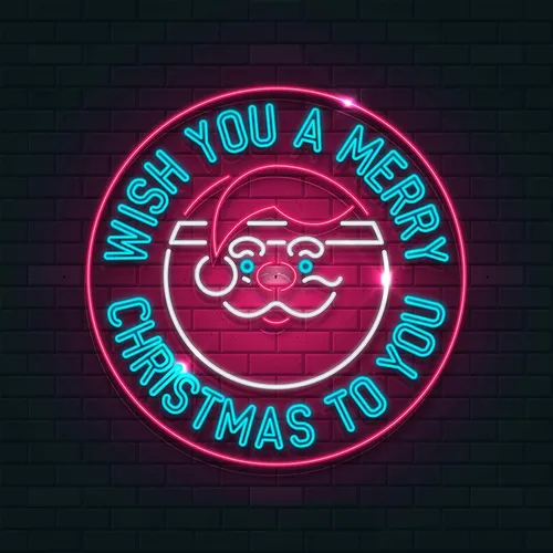Circle Santa Christmas Neon Sign - Imprint Now