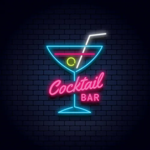 Cocktail Bar Glass & Zip Neon Sign - Imprint Now