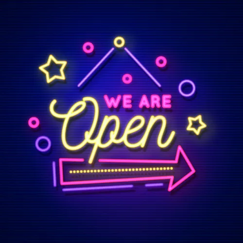 We Are Open Hanging Neon Sign - Imprint Now