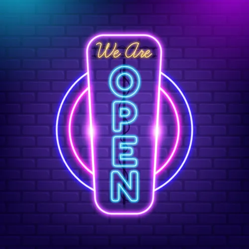 We are Open Vertical Neon Sign - Imprint Now