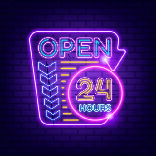 Retro Open 24 Hours Neon Sign - Imprint Now