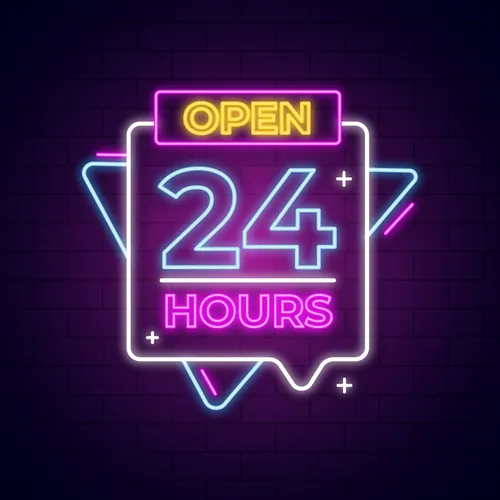 Open 24 Hours with Abstract Shapes Neon Sign - Imprint Now