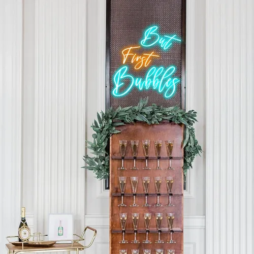 But First Bubbles Wedding Party Neon Sign - Imprint Now