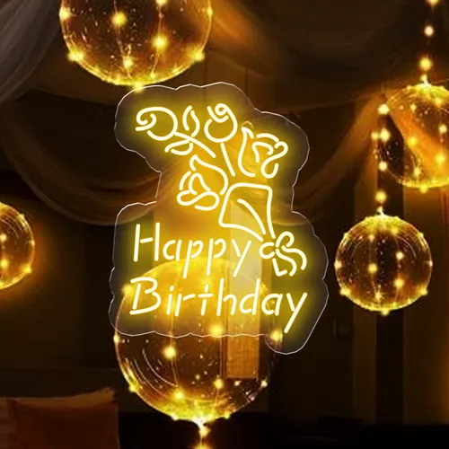 Happy Birthday Floral Neon Sign - Imprint Now