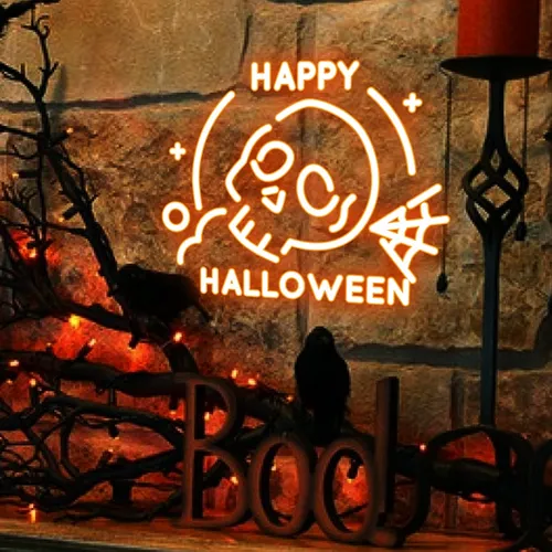 Happy Halloween Skull Neon Sign - Imprint Now