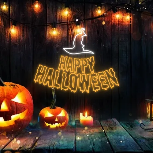 Happy Halloween Witch Hat Neon Signs - Imprint Now
