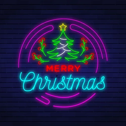 Merry Christmas Flower Tree Neon Sign - Imprint Now