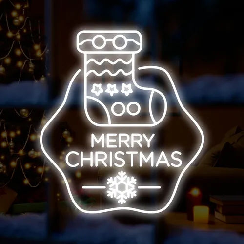 Merry Christmas Handmade Sock Neon Sign - Imprint Now