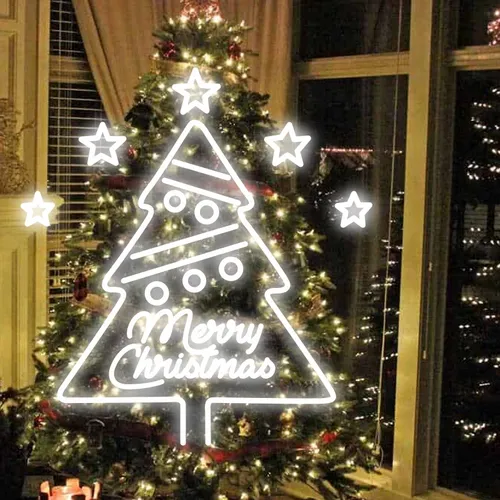 Merry Christmas Big Tree Art Neon Sign - Imprint Now