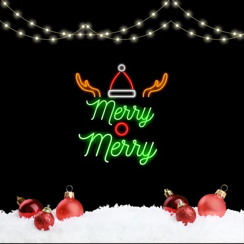 Merry Merry Deer Neon Sign - Imprint Now