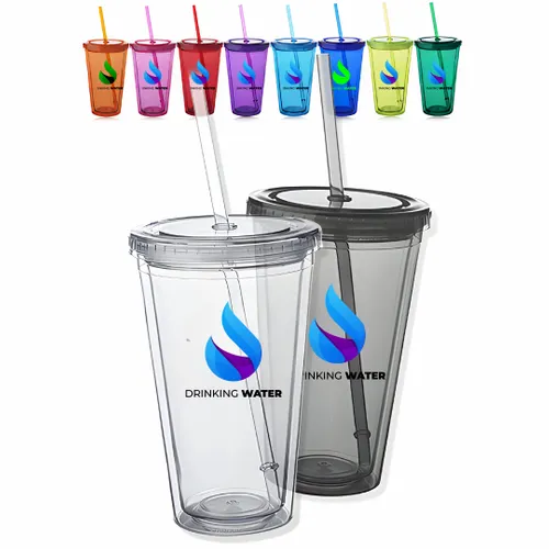 16 Oz Vibrant Sip Tumblers with Straw