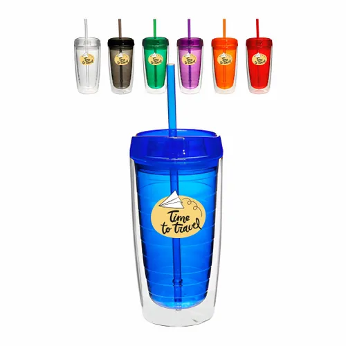 16 Oz Fresh Flow Acrylic Tumblers with Straw