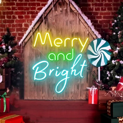 Merry & Bright Neon Sign - Imprint Now
