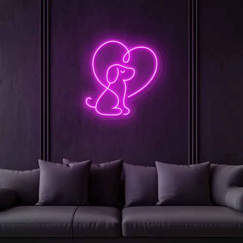 Scribble Dog Heart Neon Sign - Imprint Now