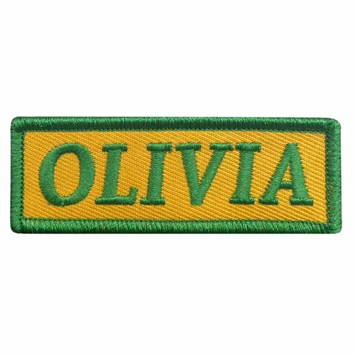 Green and Yellow Olivia Name Patch - Imprint Now