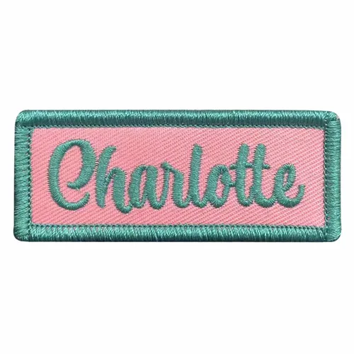 Teal and Pink Charlotte Name Patch - Imprint Now