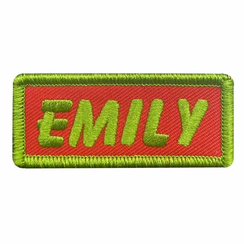 Lime Green and Red Emily Name Patch - Imprint Now