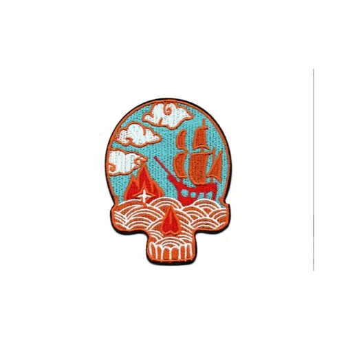 Blue and Orange Pirate Mural Skull Patch - Imprint Now