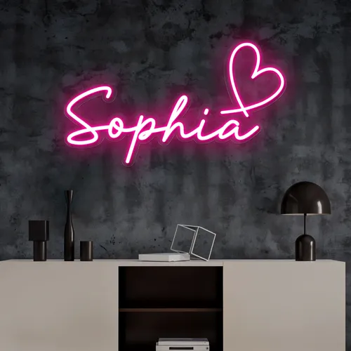 Sophia with Heart Neon Sign - Imprint Now