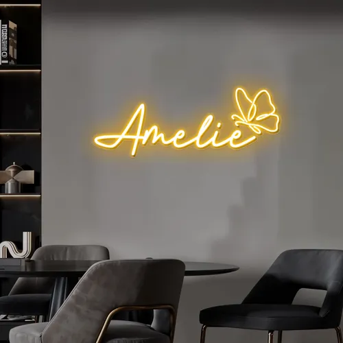 Amelie with Butterfly Neon Sign - Imprint Now