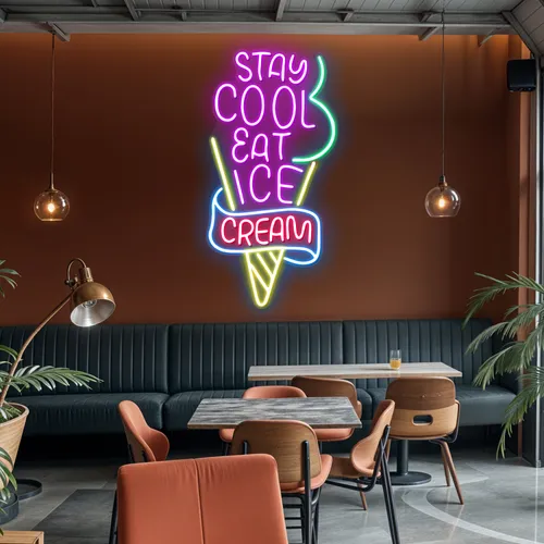 Stay Cool n Eat Ice Cream Neon Sign - Imprint Now