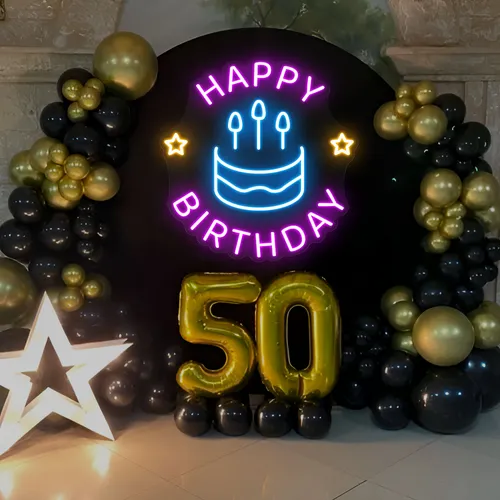 Blissful Happy Birthday Neon Sign - Imprint Now