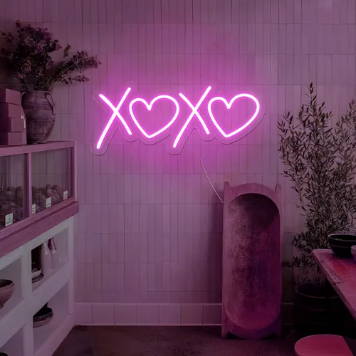 XOXO Heart Pink Neon Sign - Imprint Now