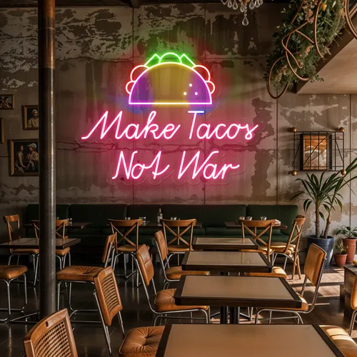 Crispy "Make Tacos Not War" Neon Sign - Imprint Now