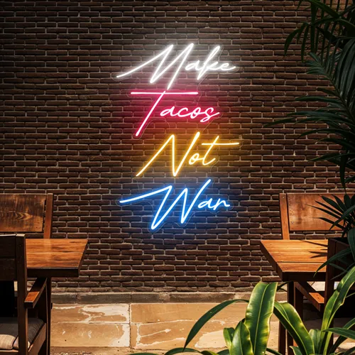 Flavorful "Make Tacos Not War" Neon Sign - Imprint Now