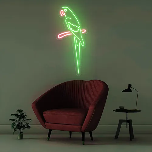 Green Parrot Vertical Neon Sign - Imprint Now