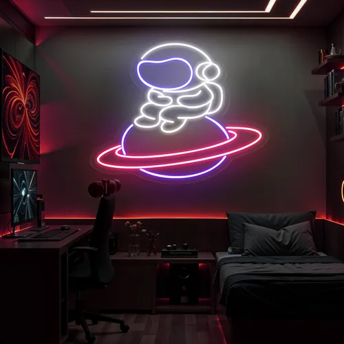Astronaut In Saturn Neon Sign - Imprint Now
