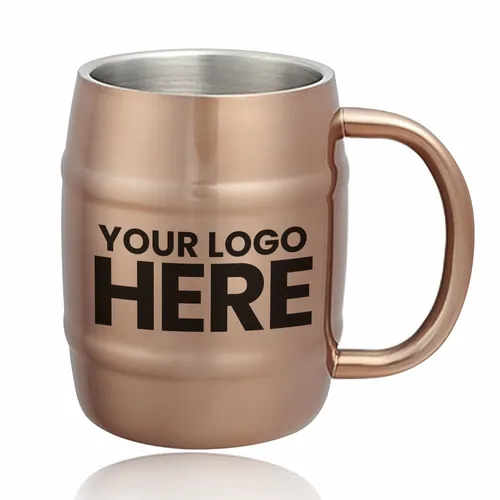 14 oz Ankara Copper Coated Stainless Steel Moscow Mule Barrel Mugs