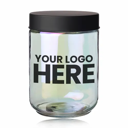 Luminous 33 oz. Iridescent Glass Storage Jars 