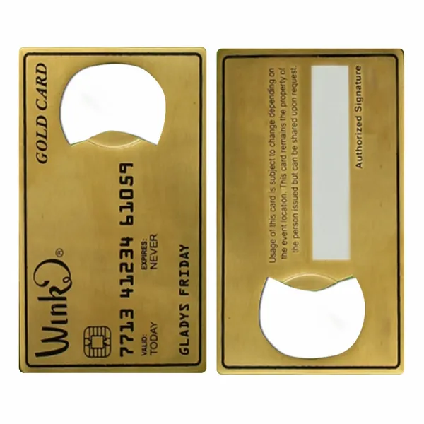 Gold Card Shaped Bottle Opener - Imprint Now