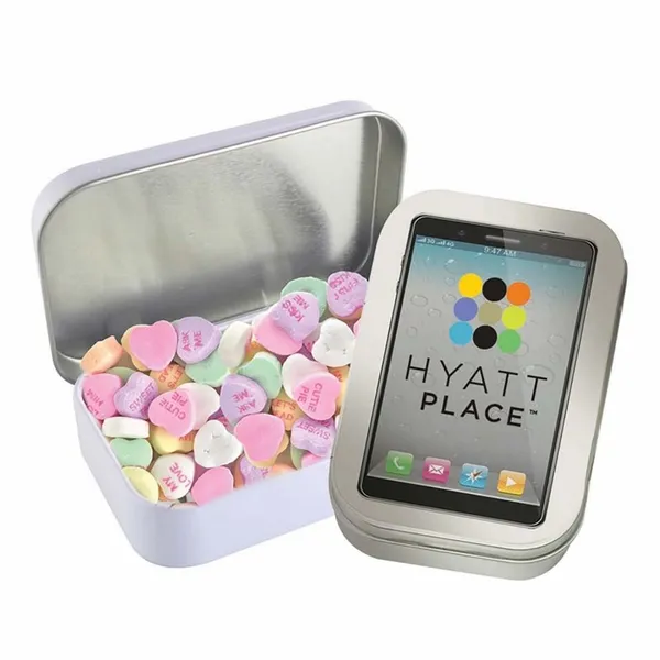 Rectangular Tin - Imprinted Conversation Hearts - Imprint Now