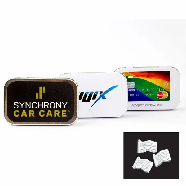 Rectangular Tin with American Flag Shaped Mints - Imprint Now