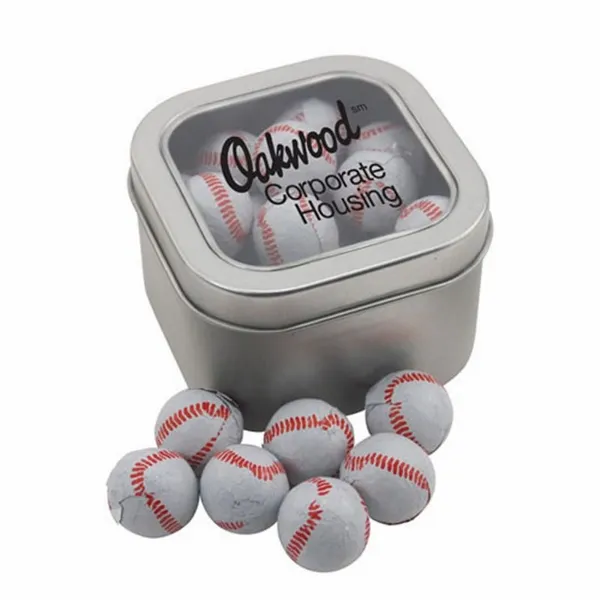 Window Tin with Chocolate Baseballs - SBF2700 - Imprint Now