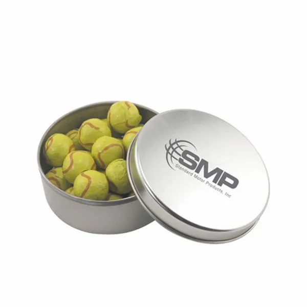 Round Tin with Chocolate Tennis Balls - SBF3000 - Imprint Now