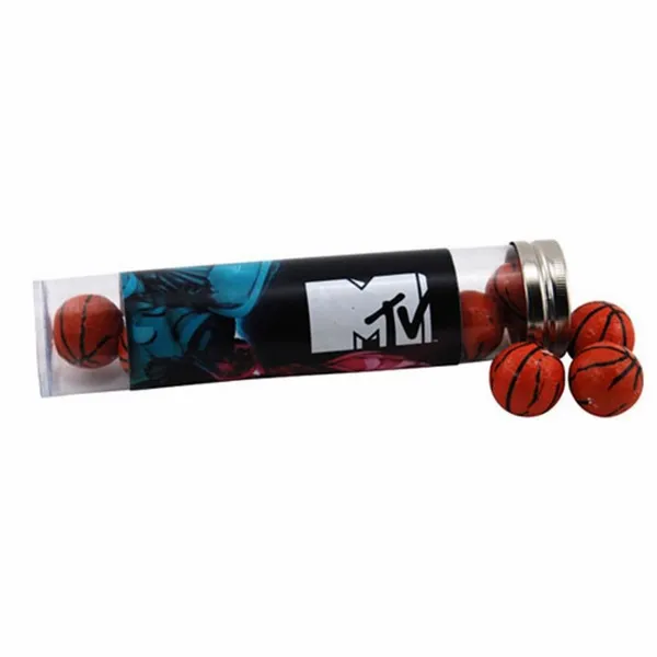 Tube with Chocolate Basketballs 6" tube - Imprint Now